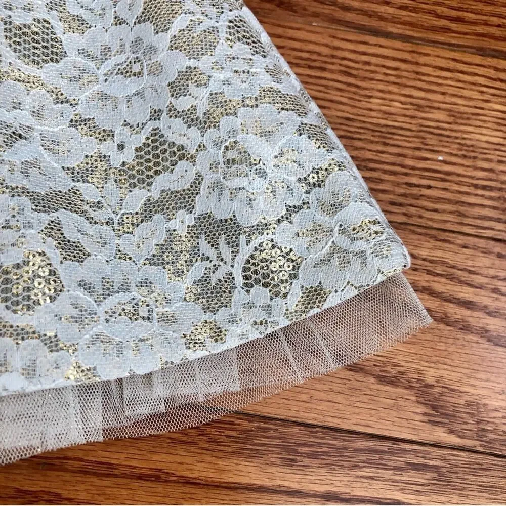 Rare Editions A-Line Lace Lined Tulle Creme Gold Party Dress Girl’s Size 4T